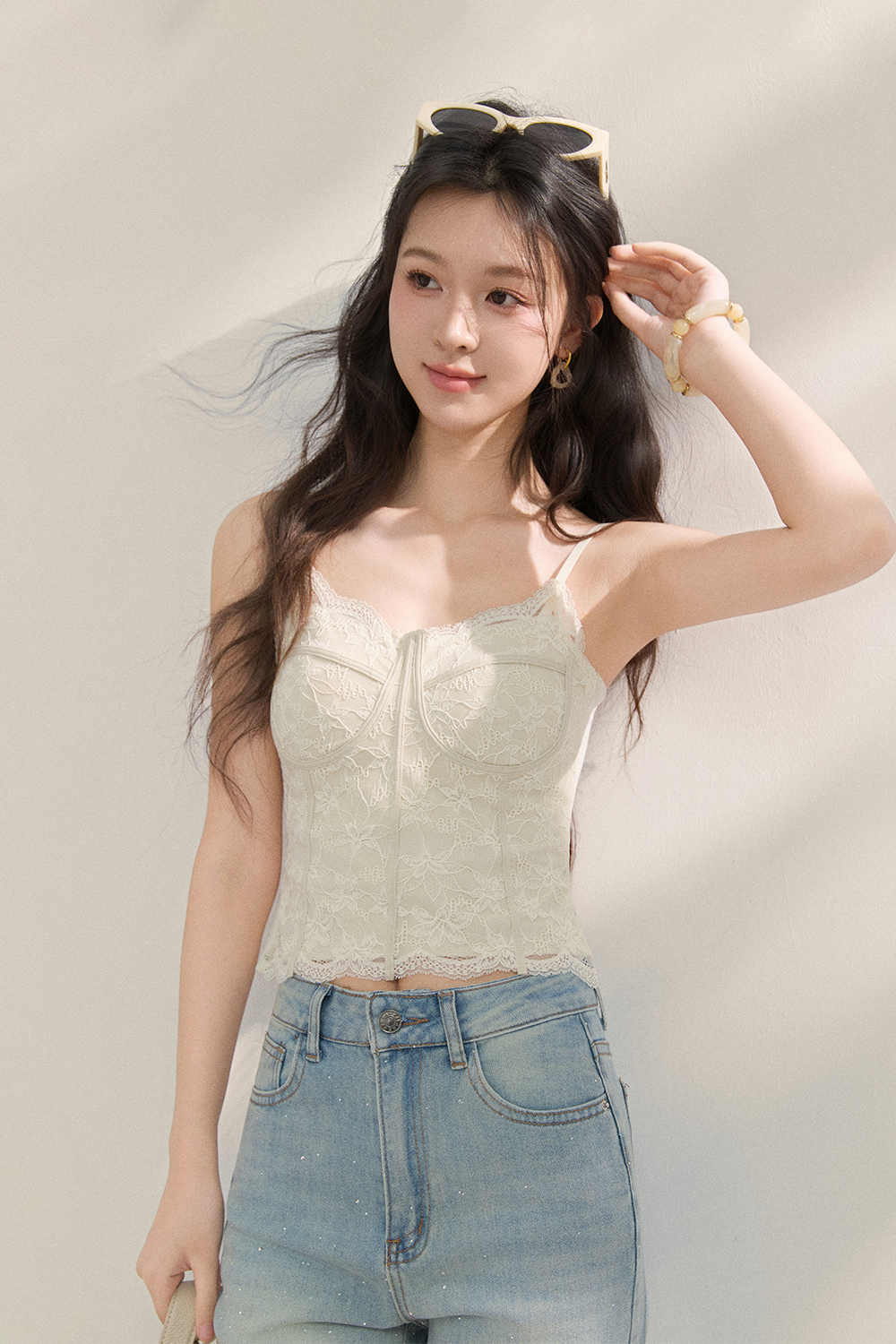 여성용 스파게티 스트랩 탑