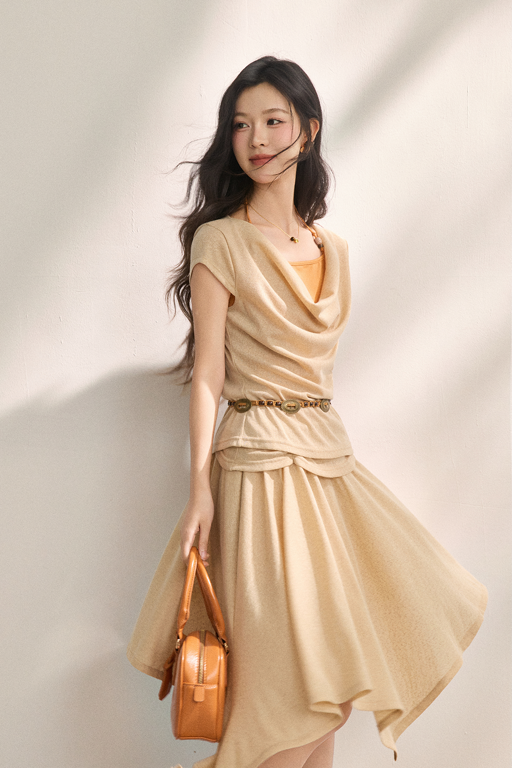 T-shirt and Skirt Set+Belt