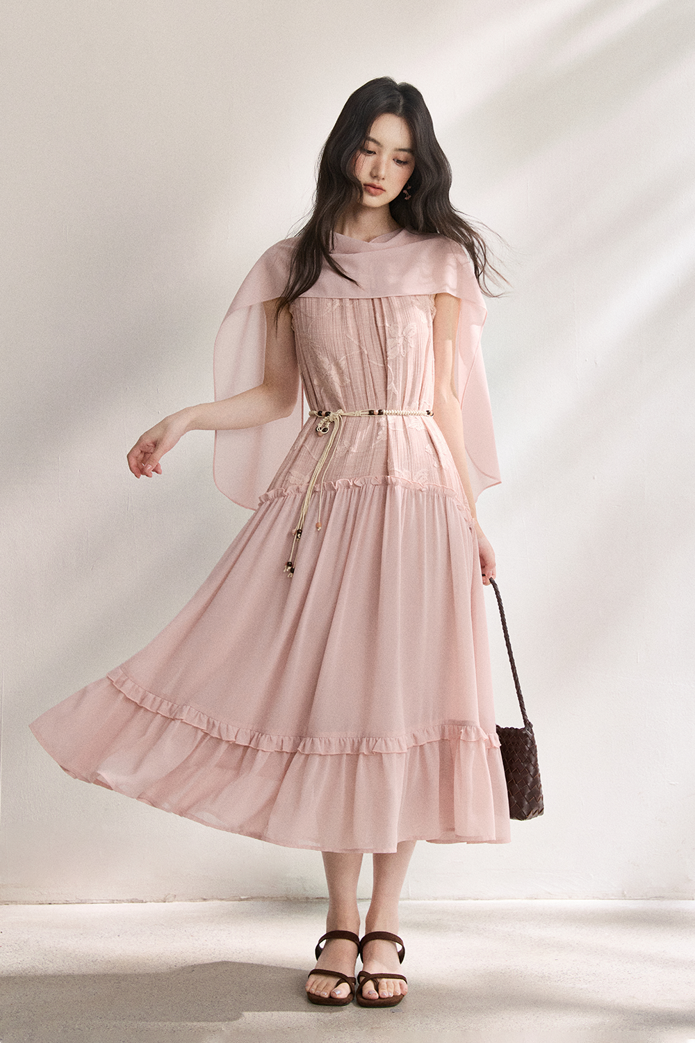 Maxi Dress+Ribbon+Belt for Women