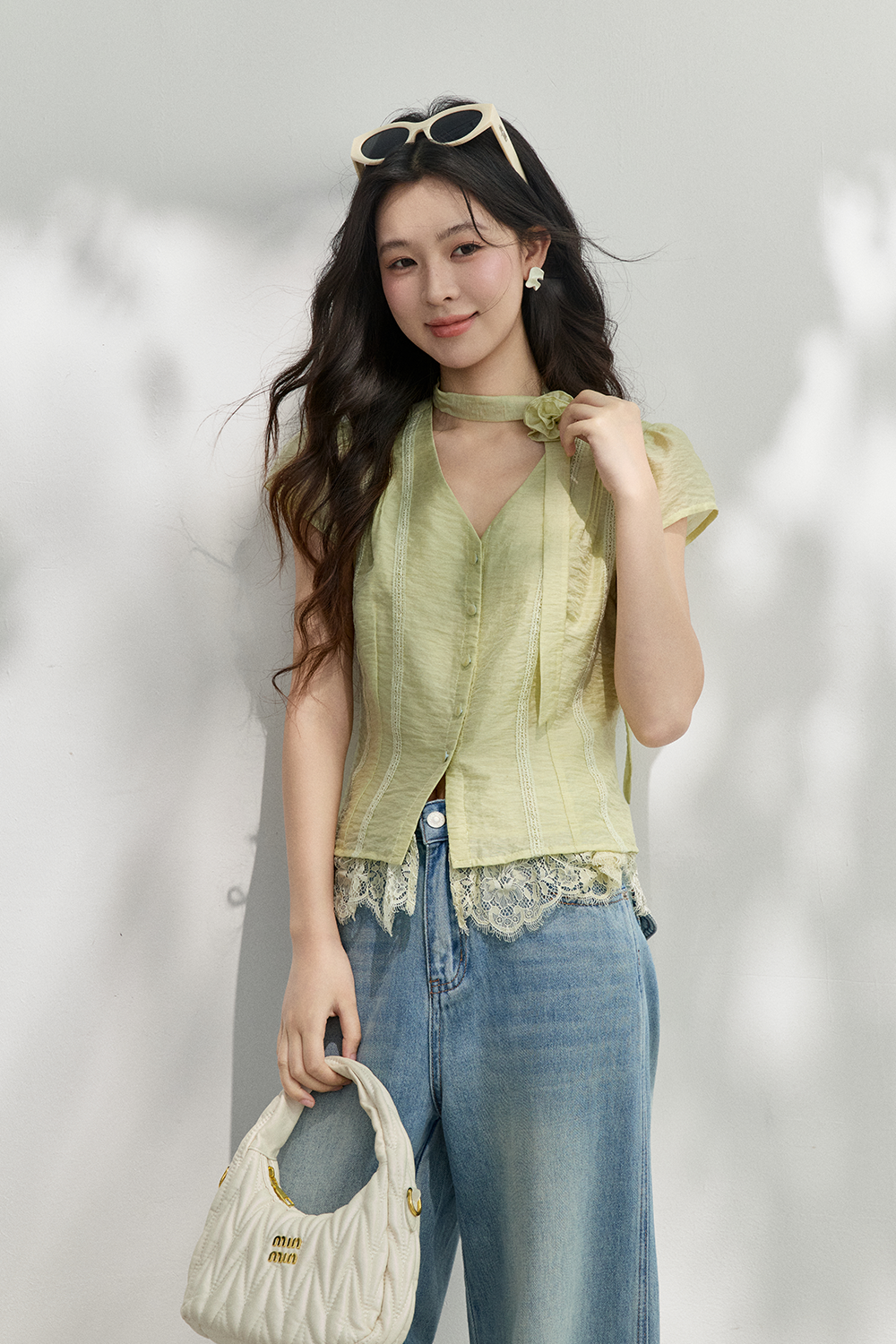 Blouses+Silk Scarf for Women
