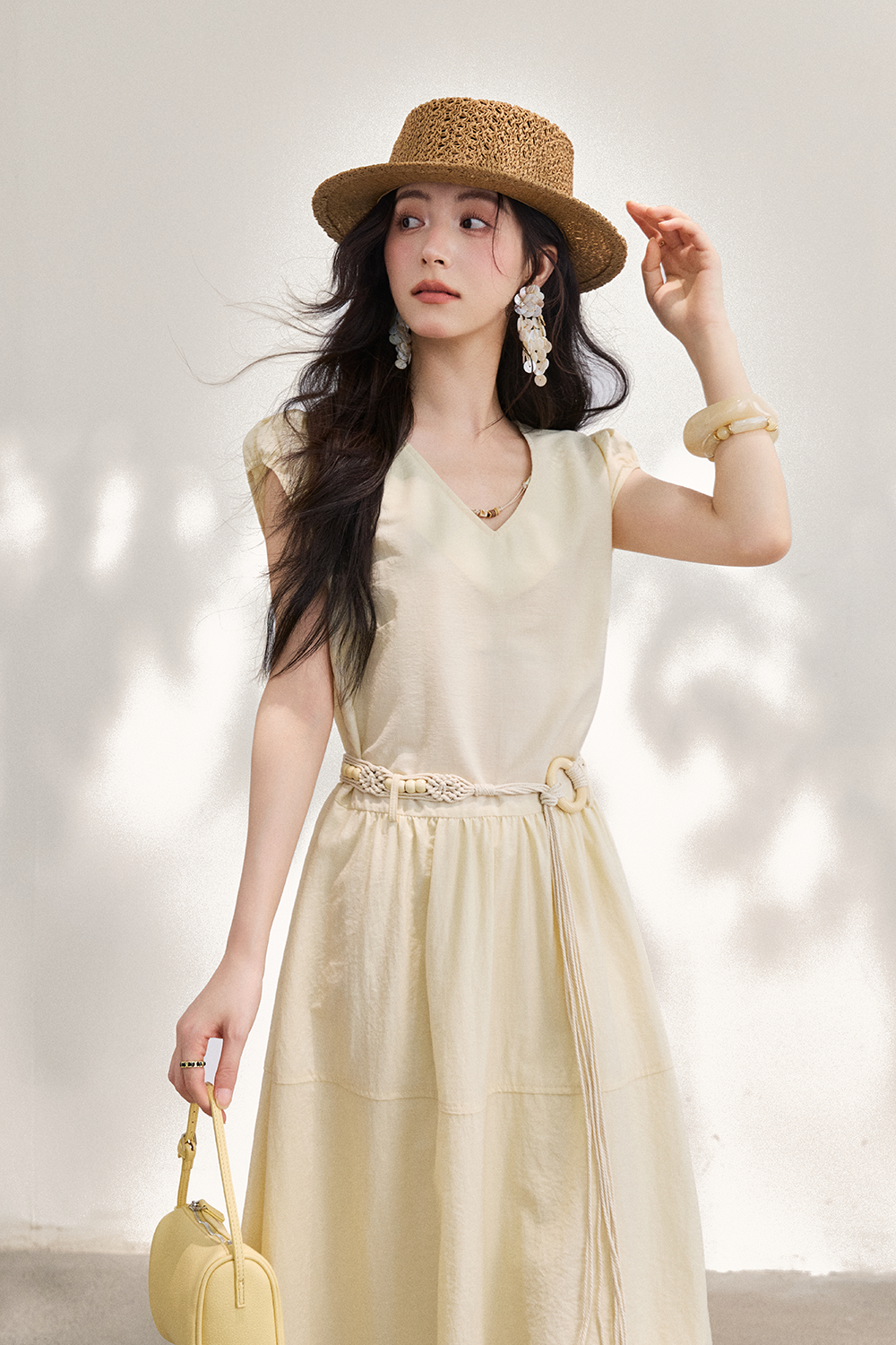 Maxi Dress+Belt+Necklace for Women