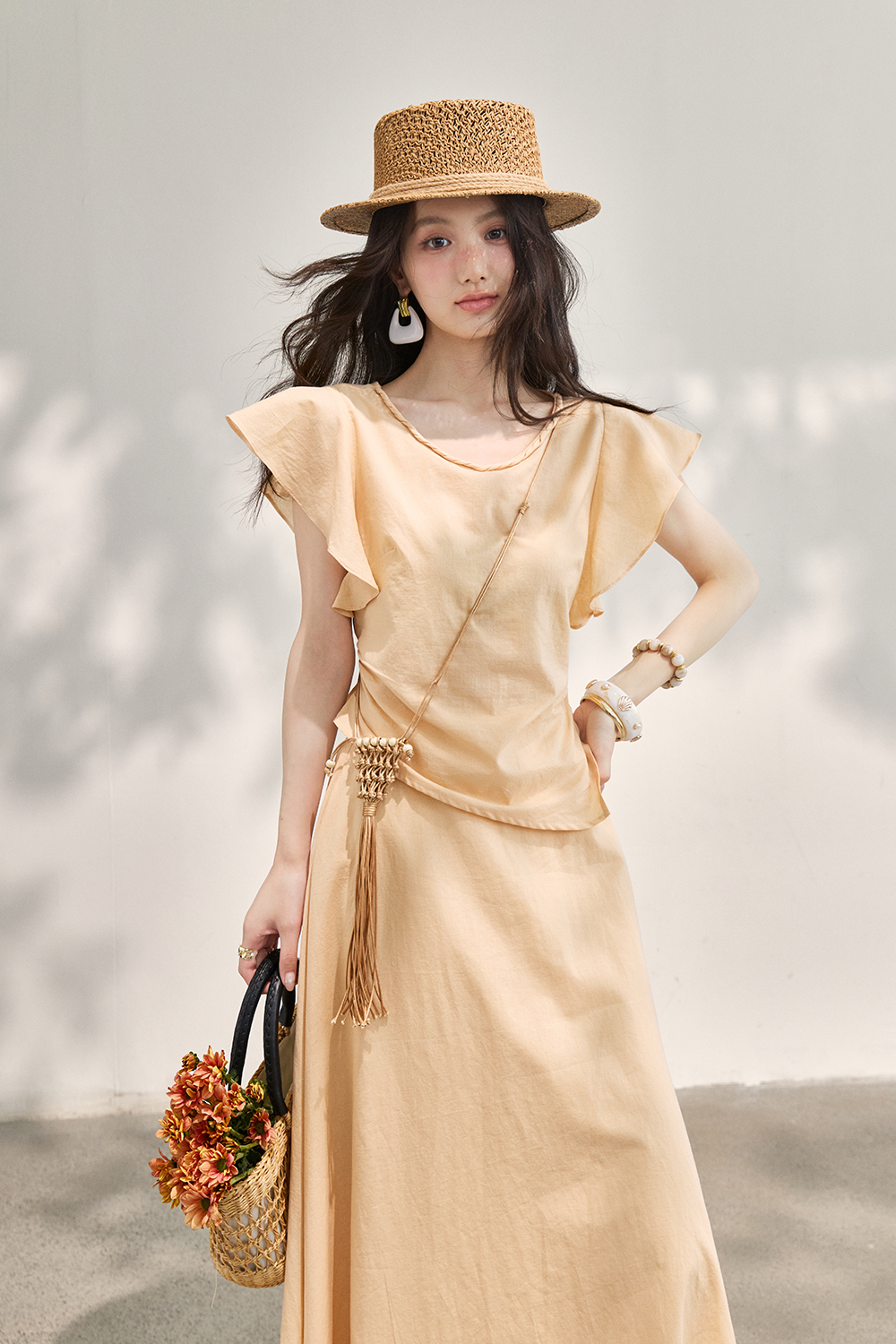 Blouse and Skirt Set+Small Bag