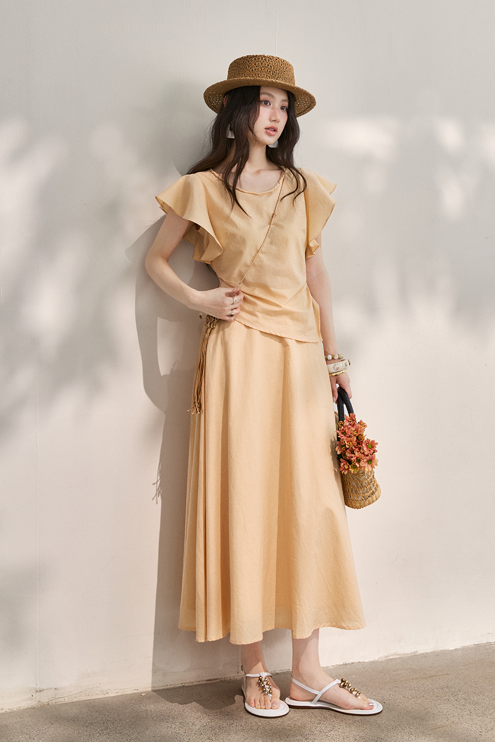 Blouse and Skirt Set+Small Bag