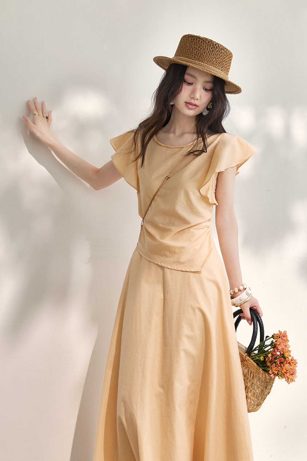 Blouse and Skirt Set+Small Bag