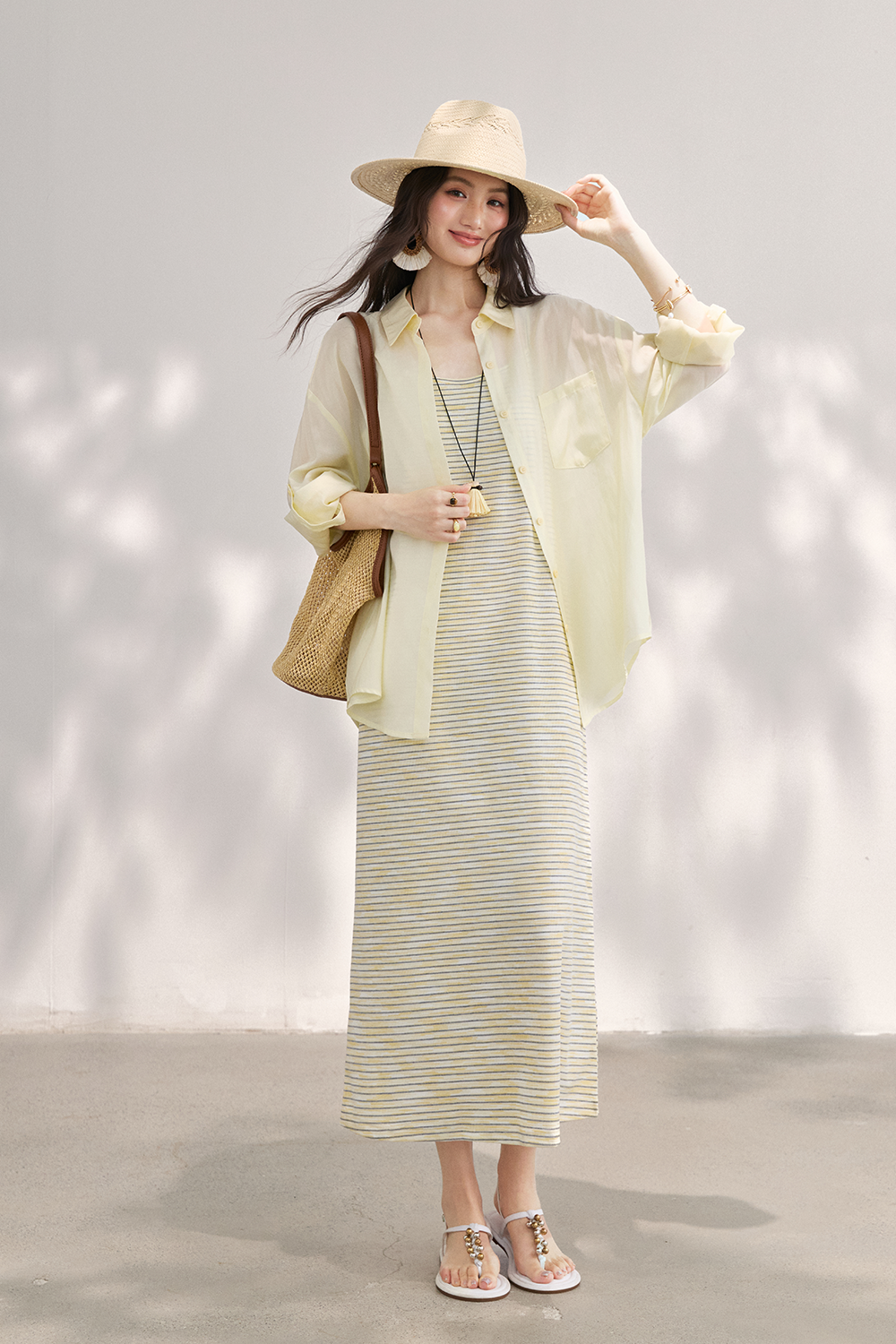 Spaghetti Strap Dress and Shirt Set