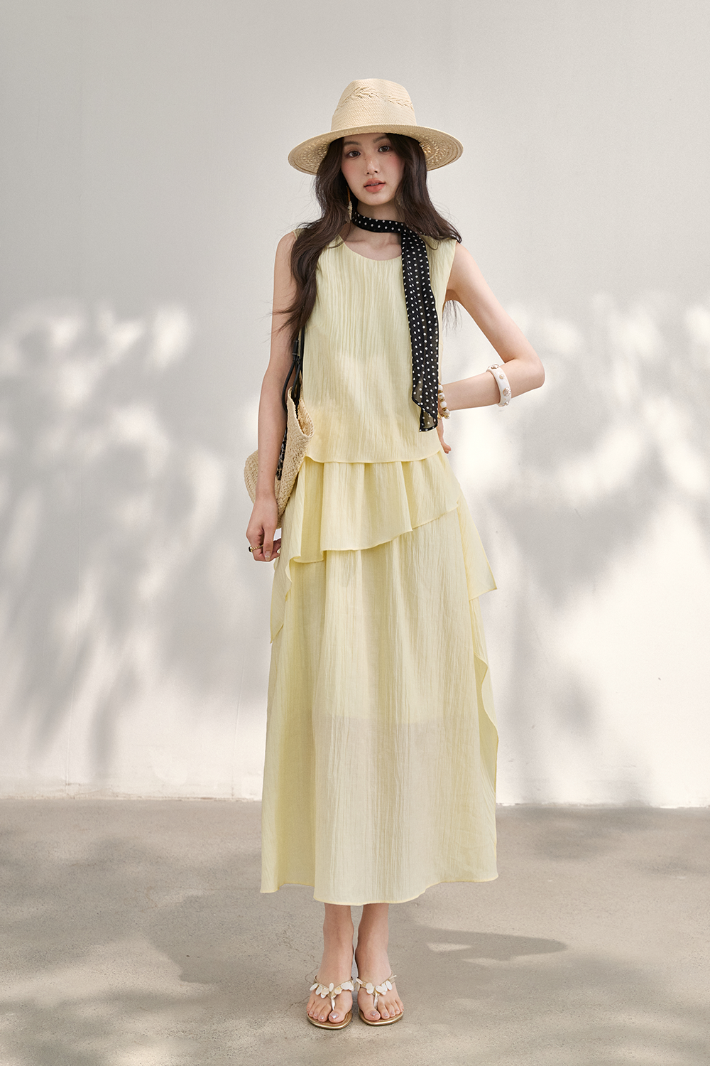 Maxi Dress+Silk Scarf for Women