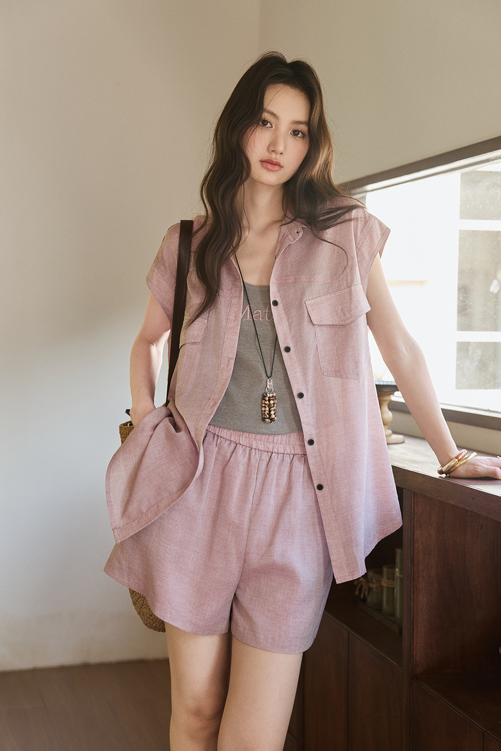 Bộ áo sơ mi + áo yếm + quần short