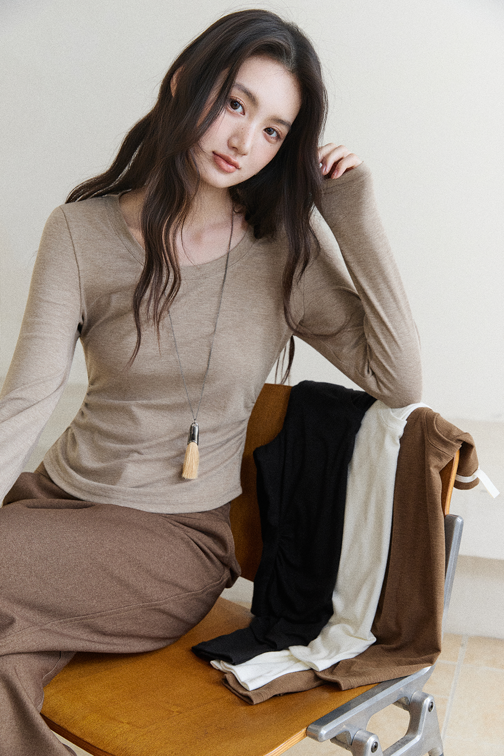 여성용 긴팔 티셔츠