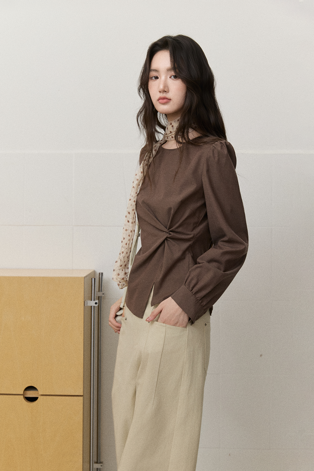 Blouses+Silk Scarf for Women