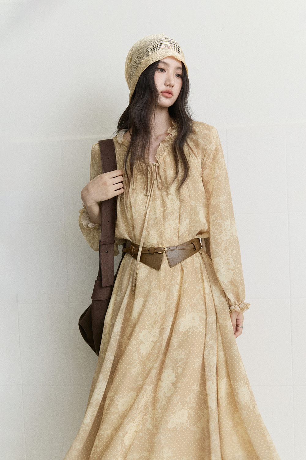 Đầm maxi + Thắt lưng cho nữ