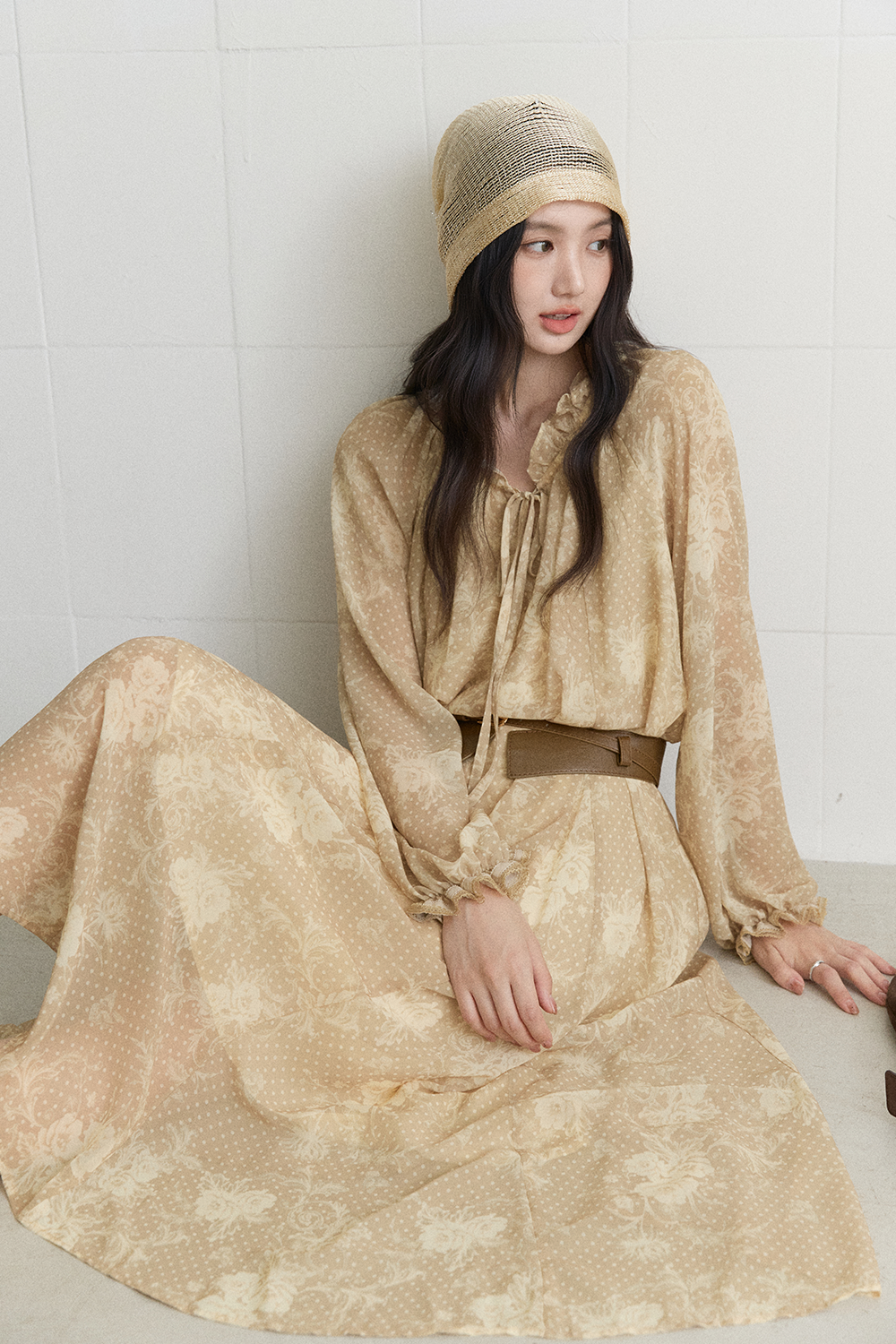 Đầm maxi + Thắt lưng cho nữ