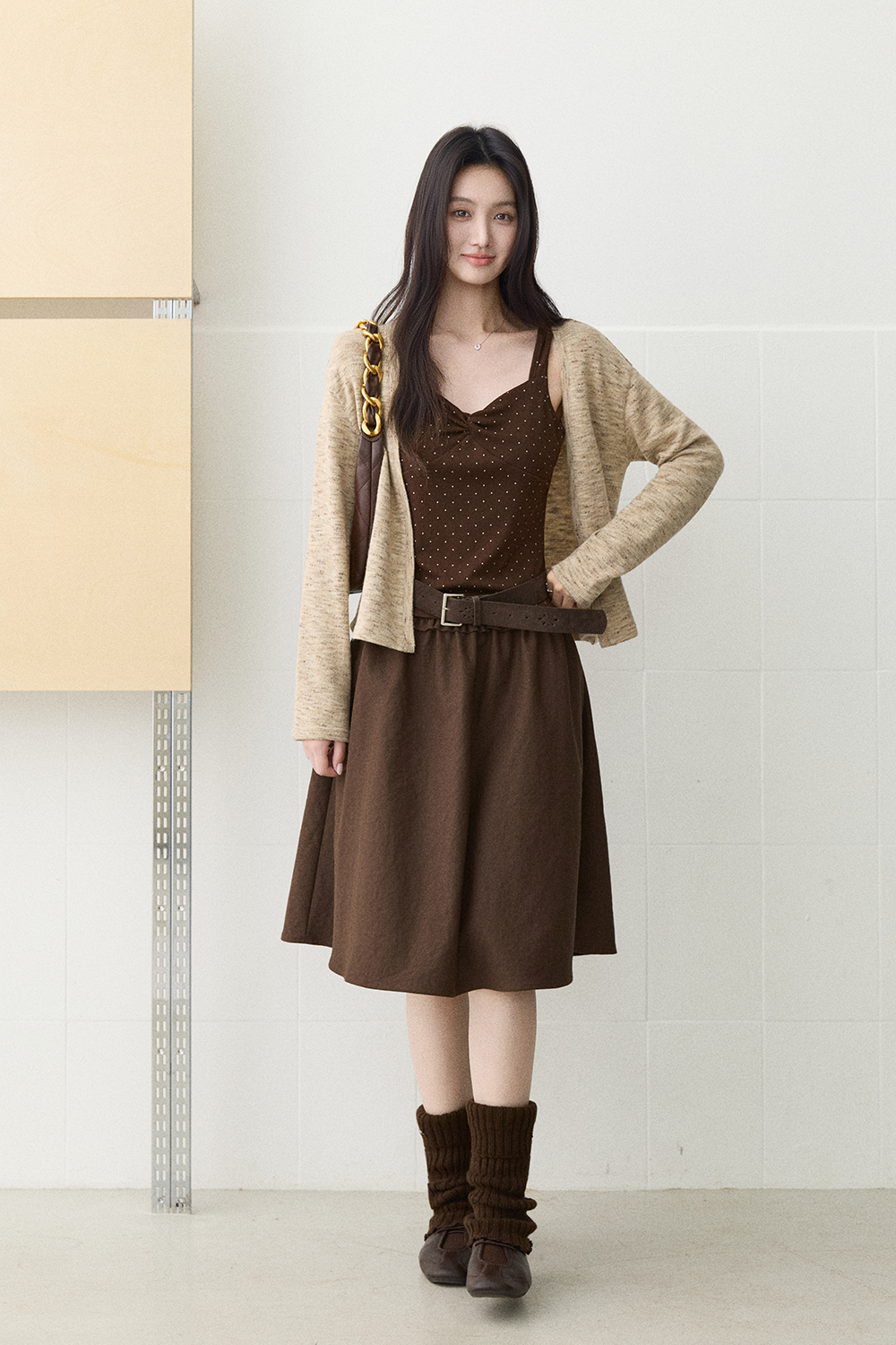 Midi Skirt +Belt for Women
