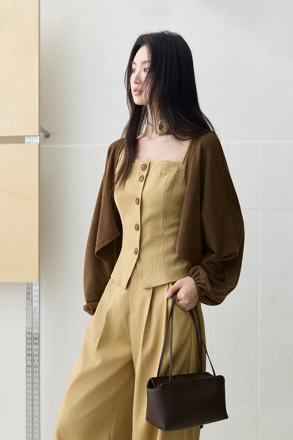 Spaghetti Strap Top + Coat + Pant Set MISHOW