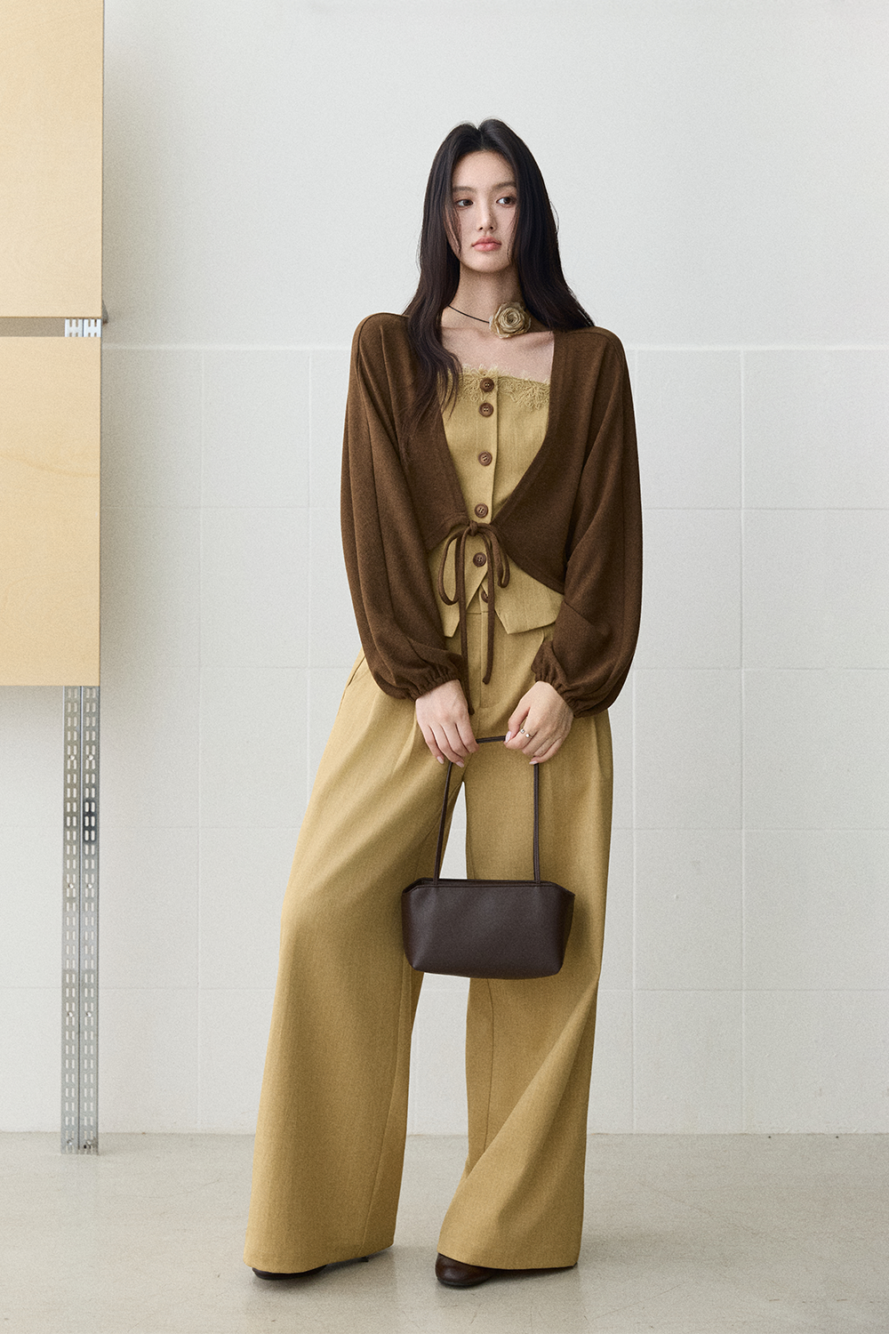 Spaghetti Strap Top + Coat + Pant Set MISHOW