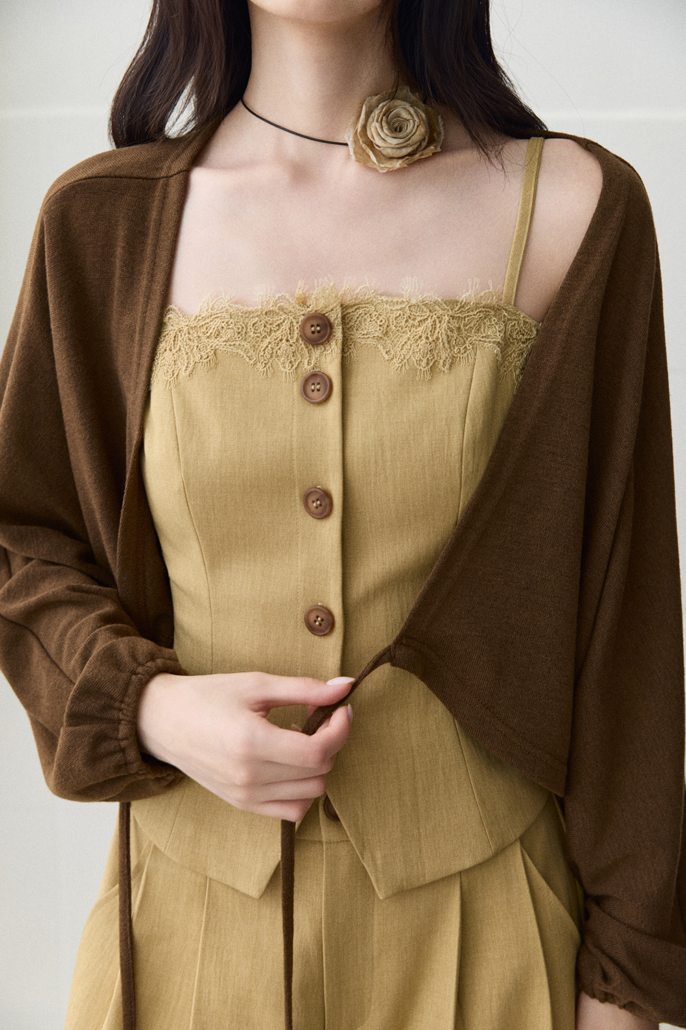 Spaghetti Strap Top + Coat + Pant Set MISHOW
