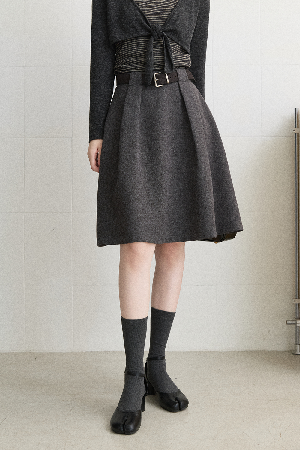 Midi Skirt +Belt for Women
