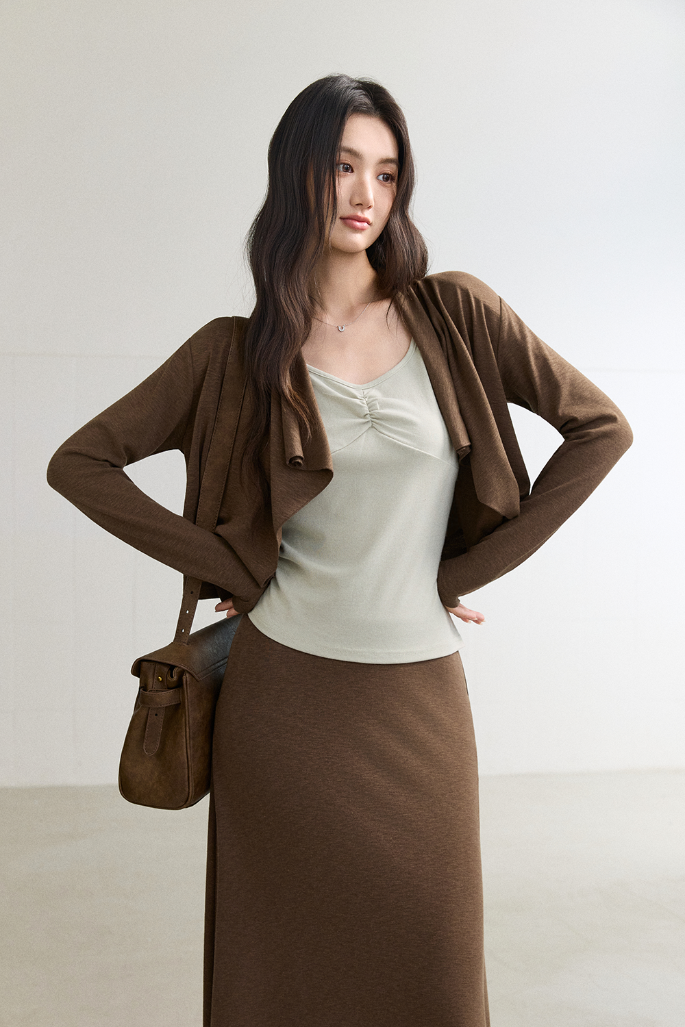 Spaghetti Strap Top + Coat + Skirt Set MISHOW