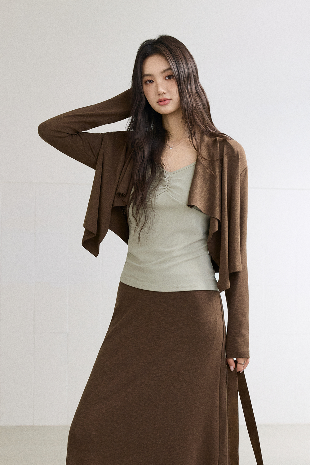 Spaghetti Strap Top + Coat + Skirt Set MISHOW