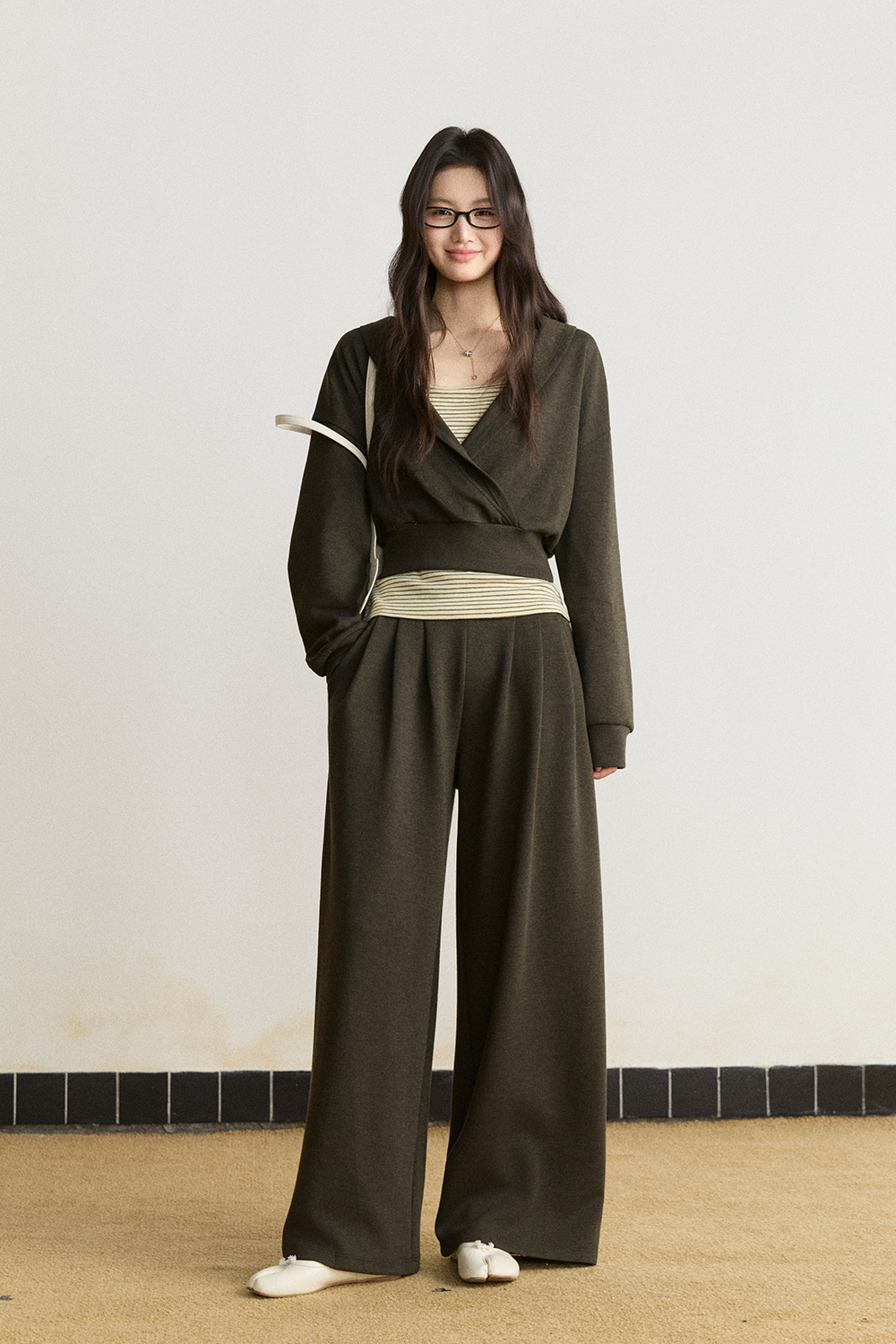 Spaghetti Strap Top + Coat + Pant Set MISHOW