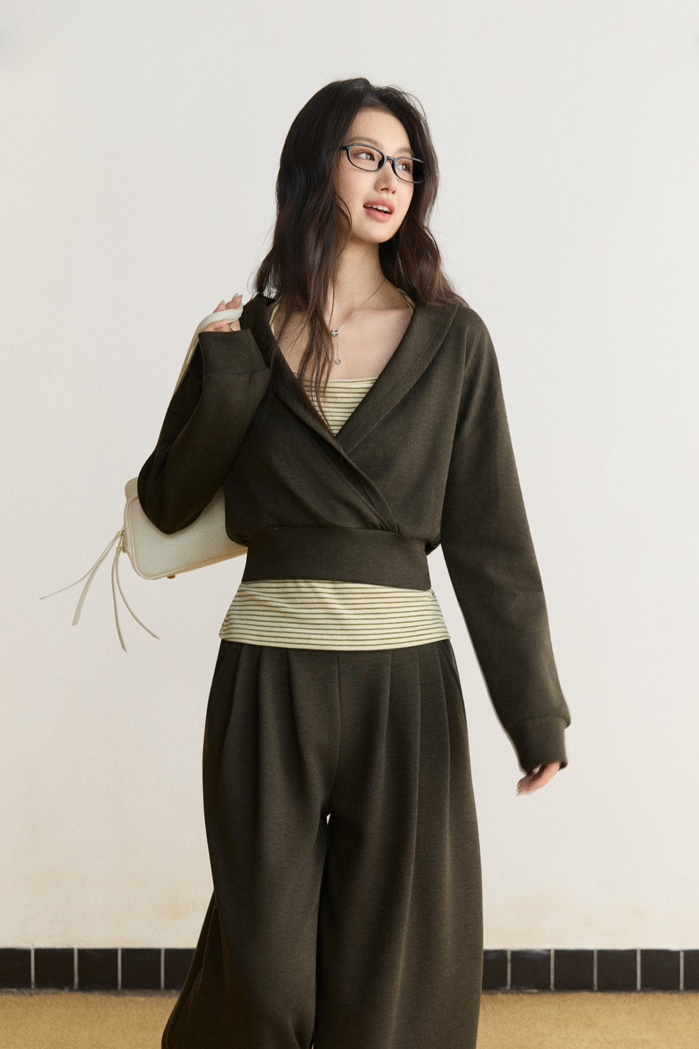 Spaghetti Strap Top + Coat + Pant Set MISHOW