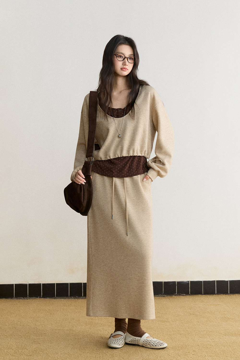 Knit Shirt and Skirt Set MISHOW
