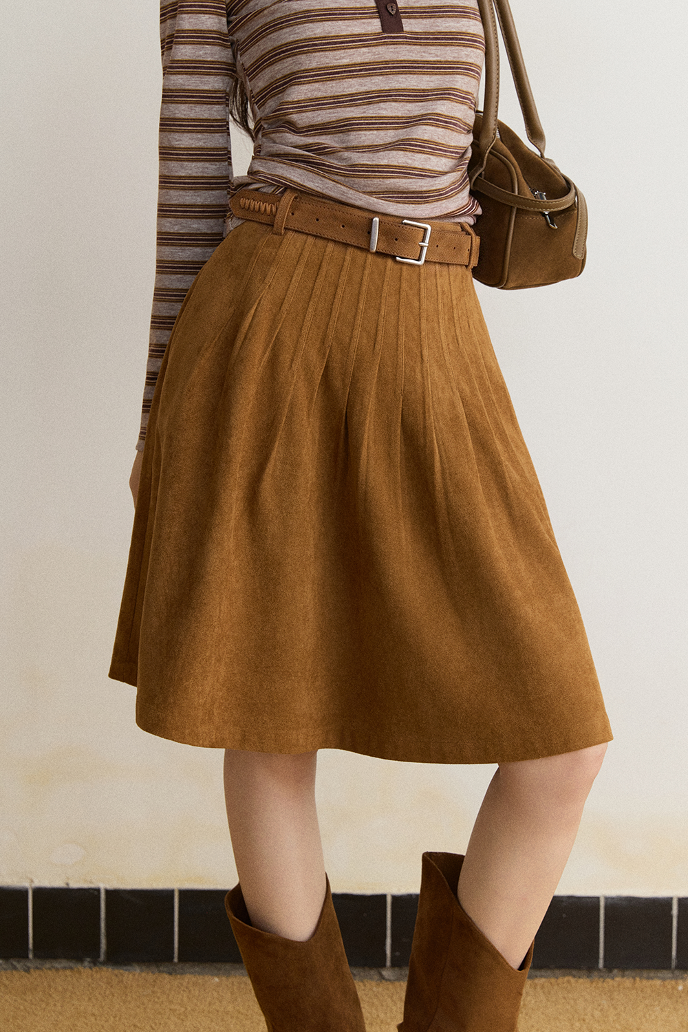 Midi Skirt+Belt for Women MISHOW