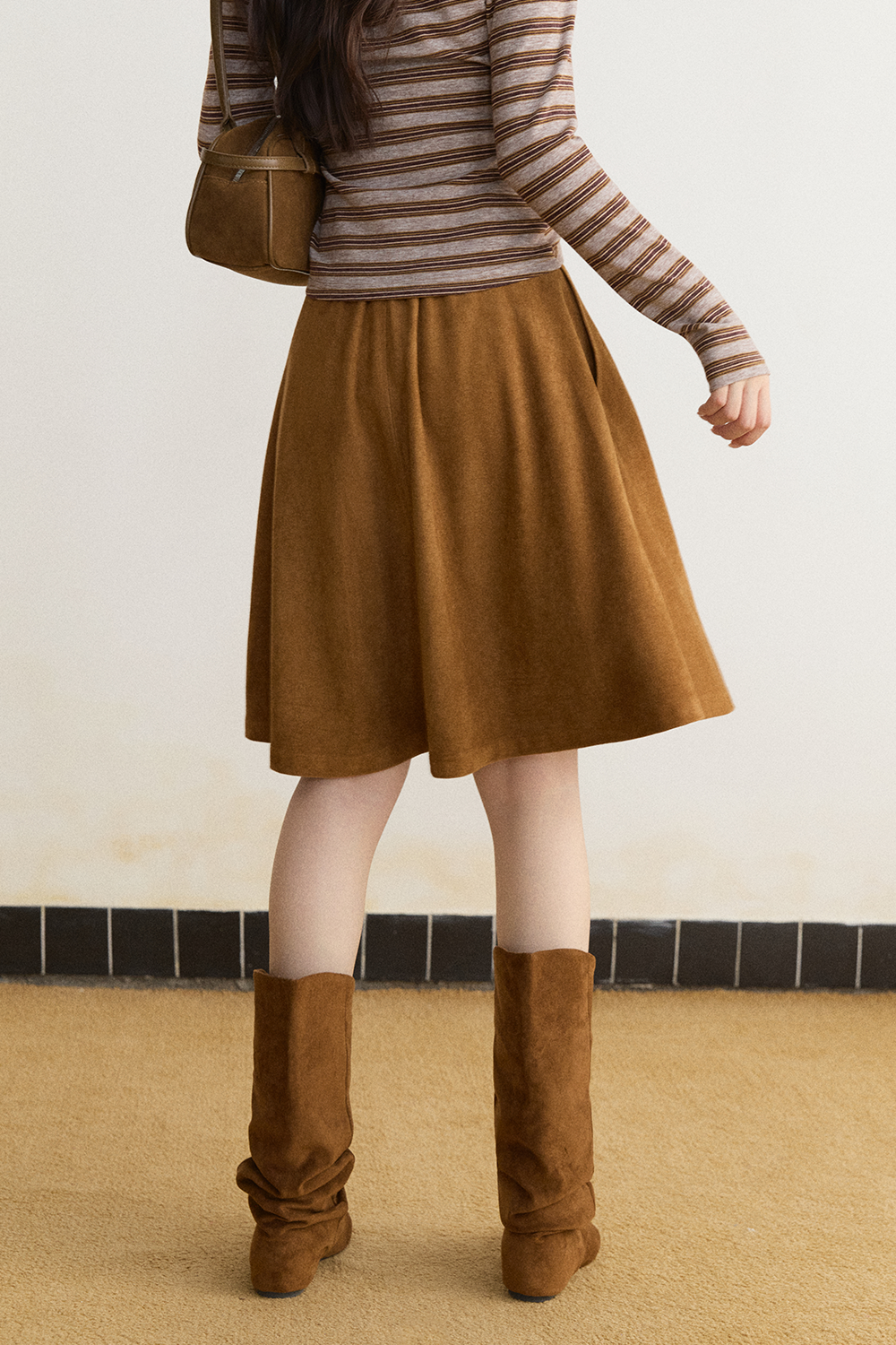 Midi Skirt+Belt for Women MISHOW