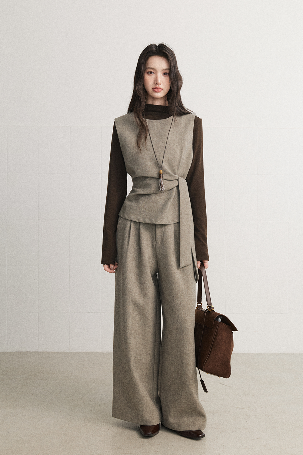 Vest+Knit Shirt+ Pant Set MISHOW