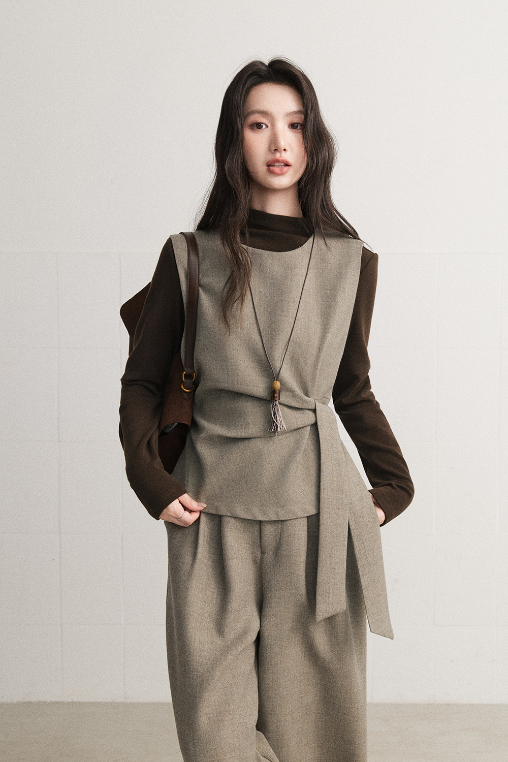 Vest+Knit Shirt+ Pant Set MISHOW