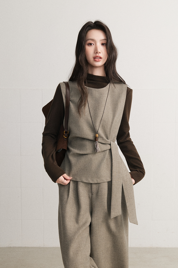 Vest+Knit Shirt+ Pant Set MISHOW
