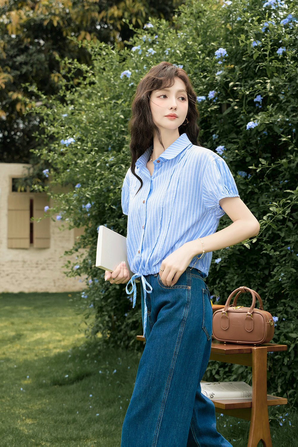 Women's Blue Stripe Cotton Shirt