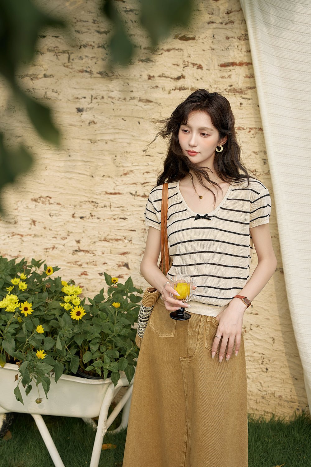 Striped Knit T-shirt for Women