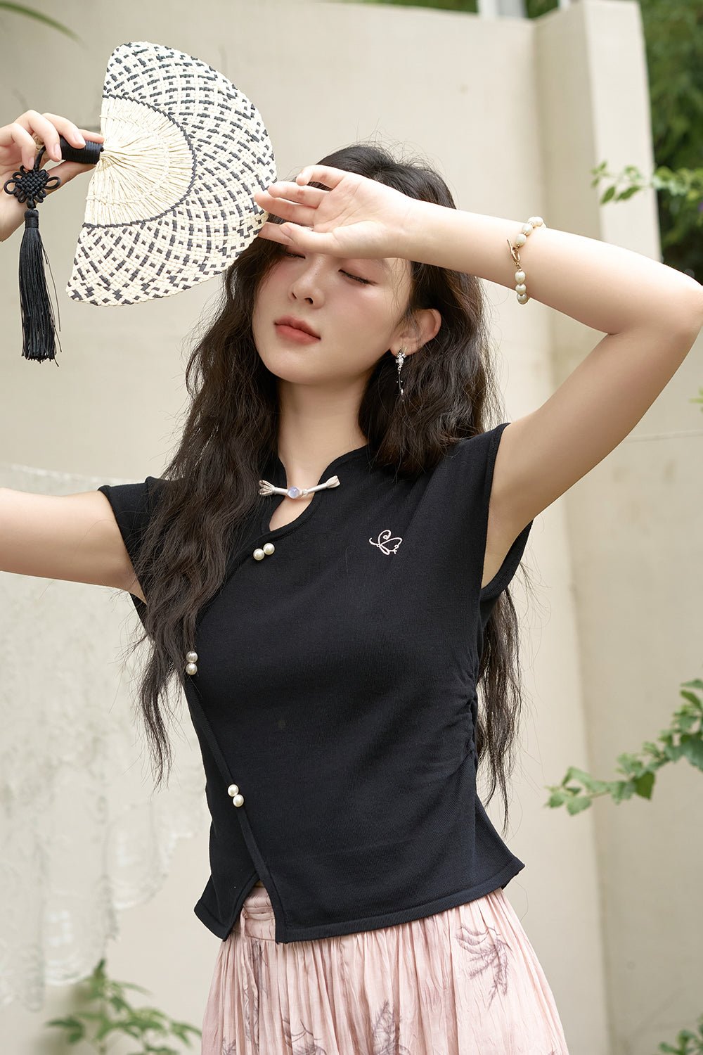 Black Knit T-shirt for Women