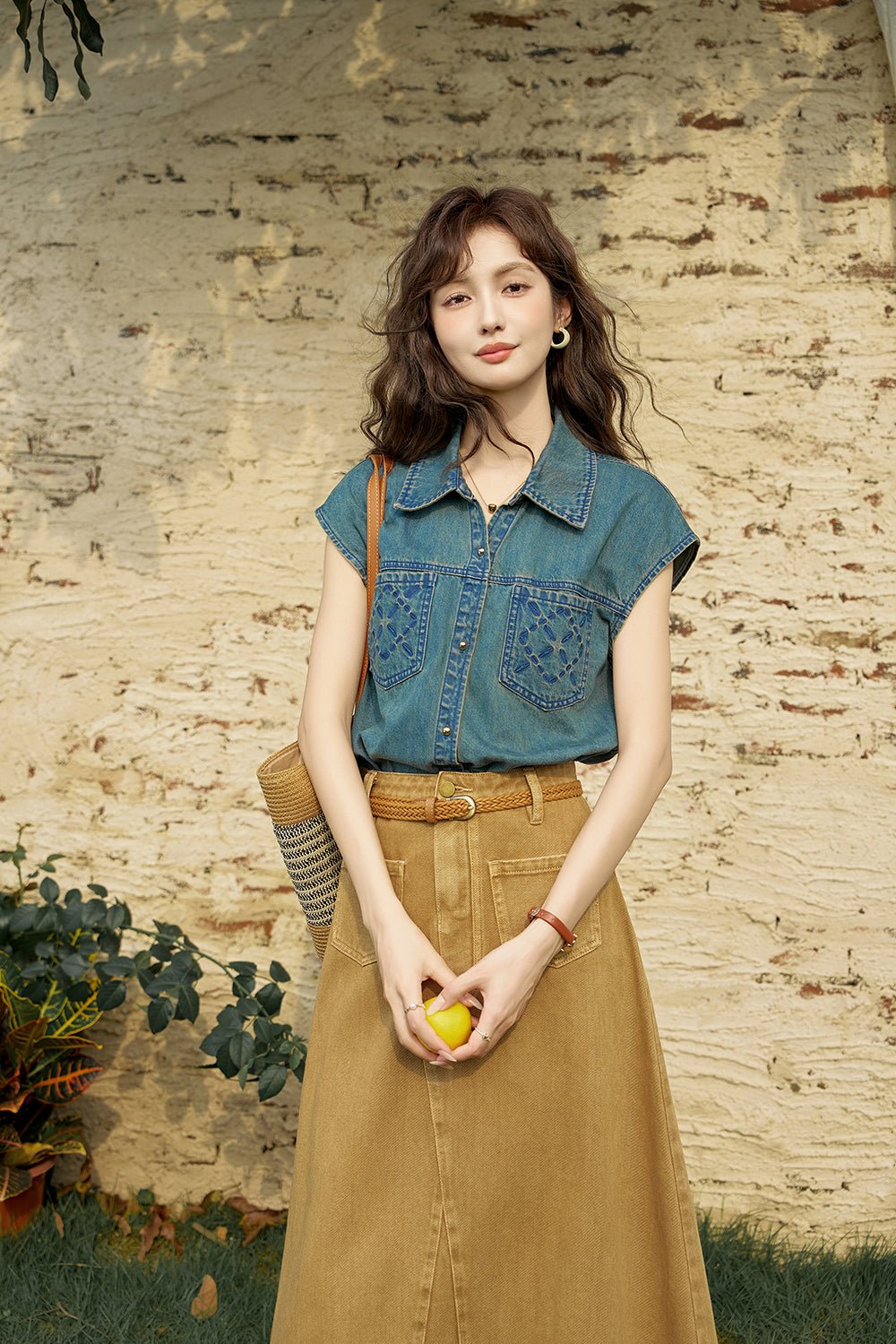 Women High Waist Denim Skirt