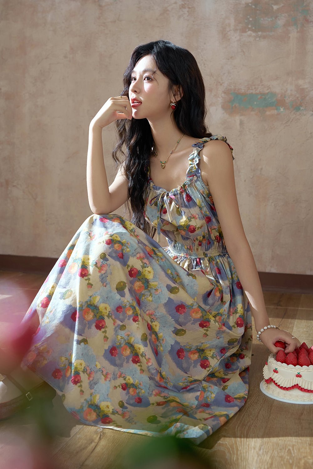 Maxi Floral Spaghetti Strap Dress for Women