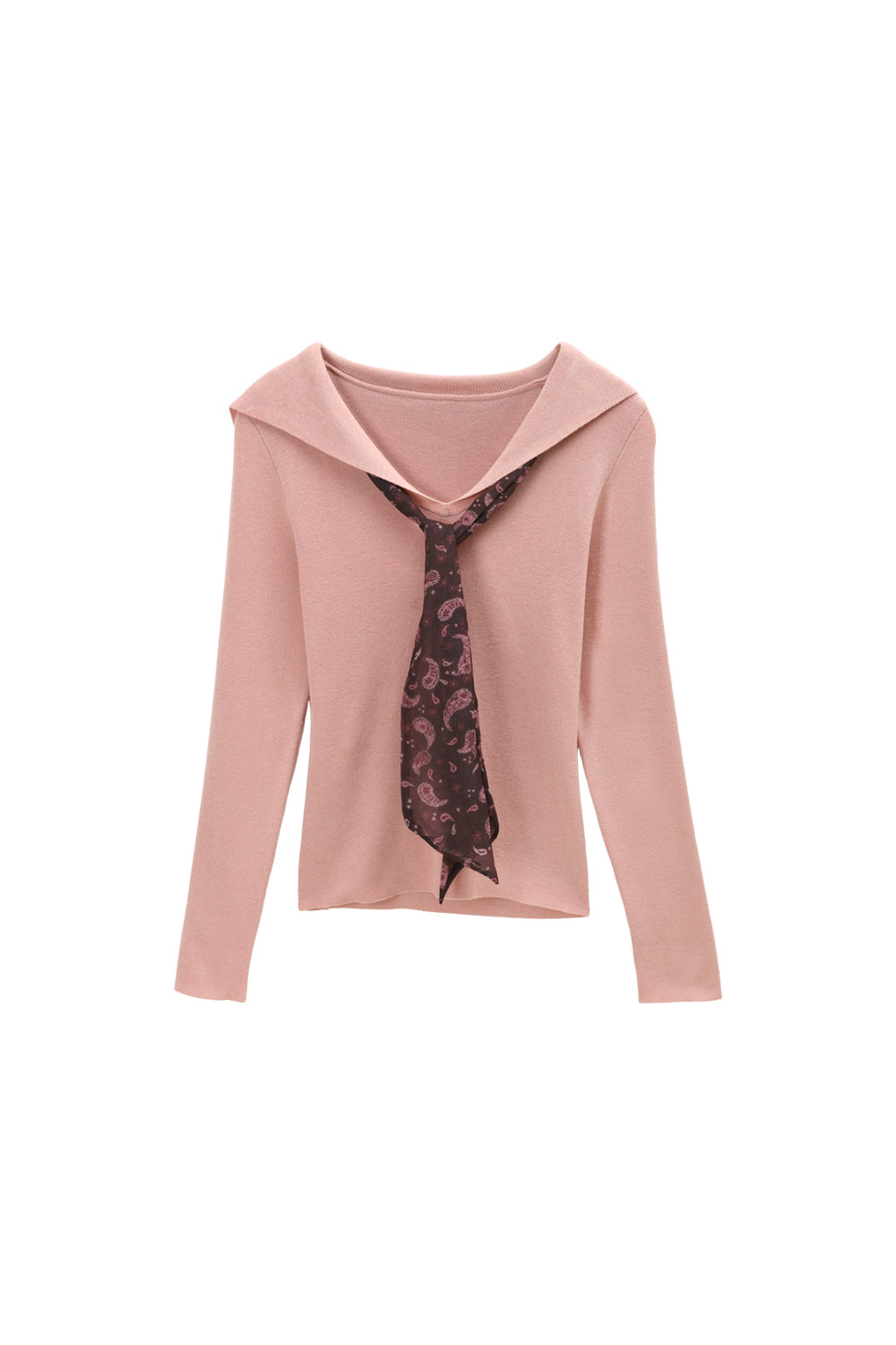 Knit Shirt+Silk Scarf for Women