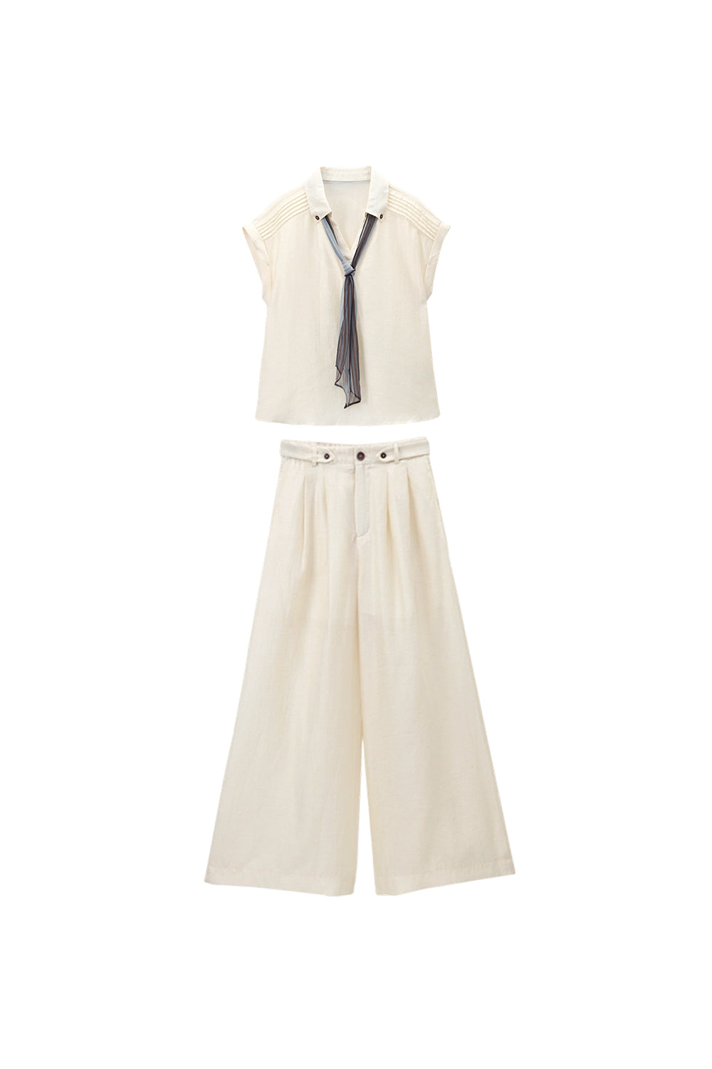 Shirt and Pant Set+Silk Scarf