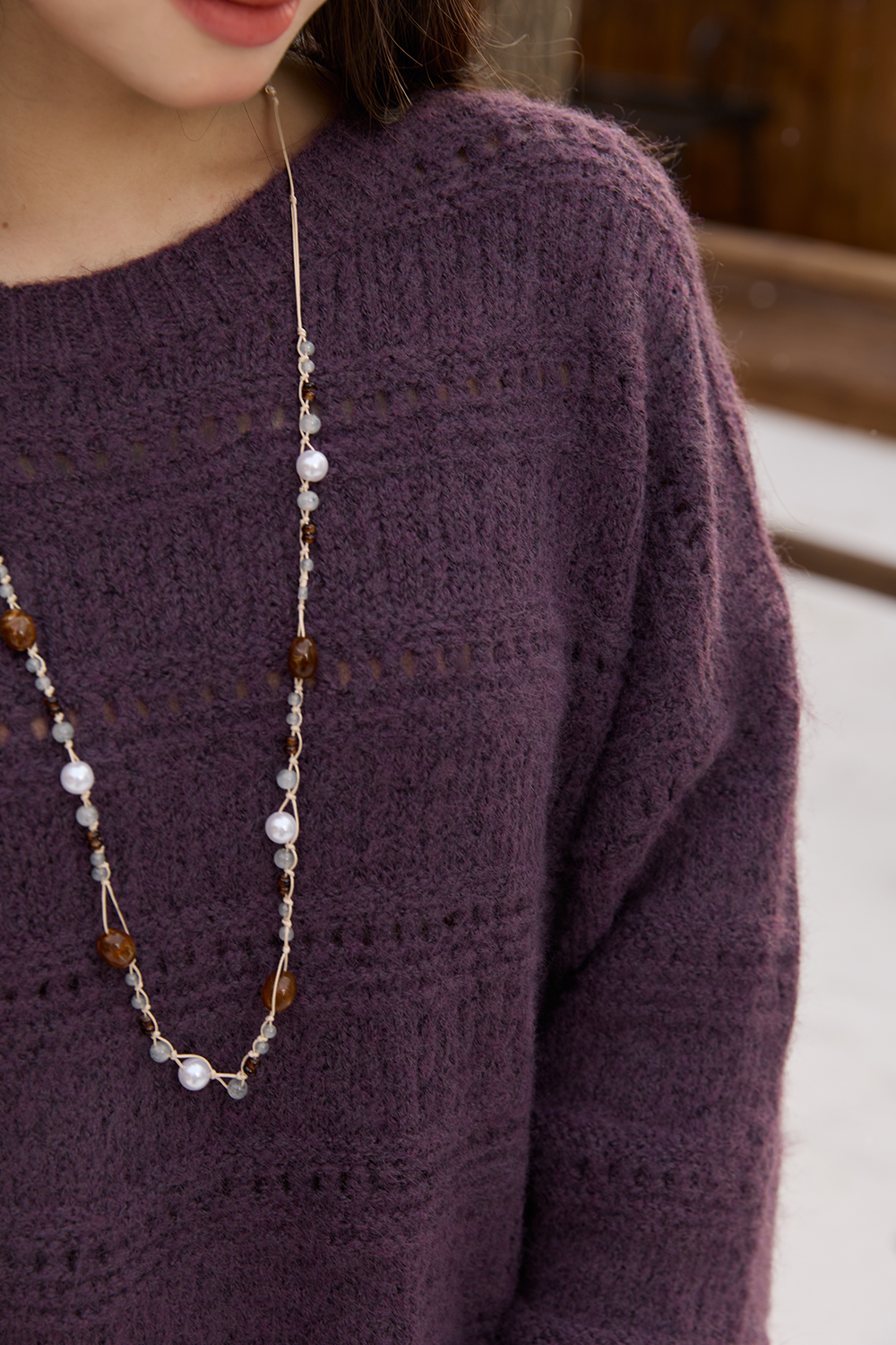 เสื้อถัก + หมวกไหมพรมสำหรับผู้หญิง