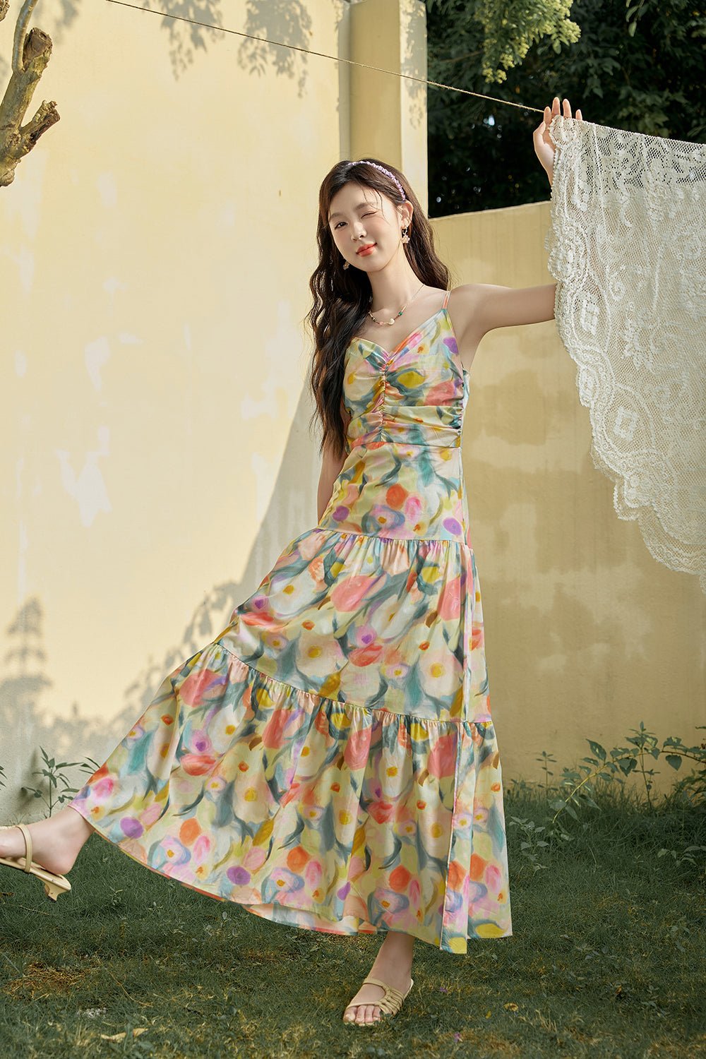 Women's Floral Maxi Spaghetti Strap Dress