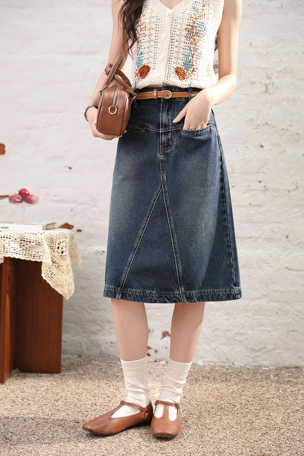 Midi Denim Skirt