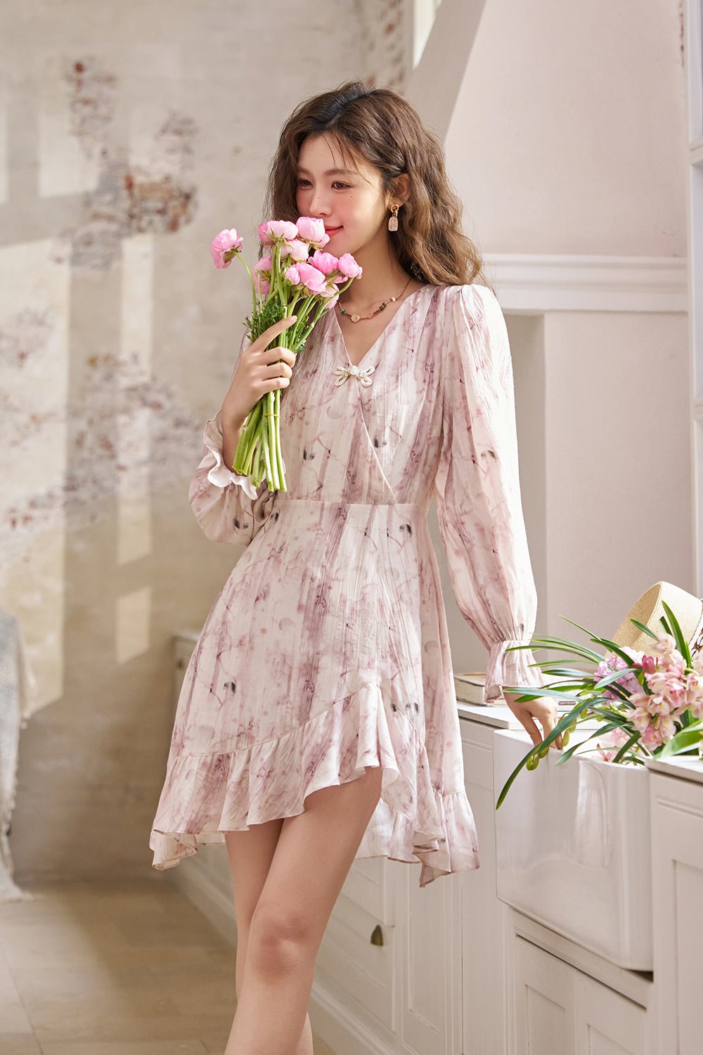 Elegant Floral Midi Dress for Women