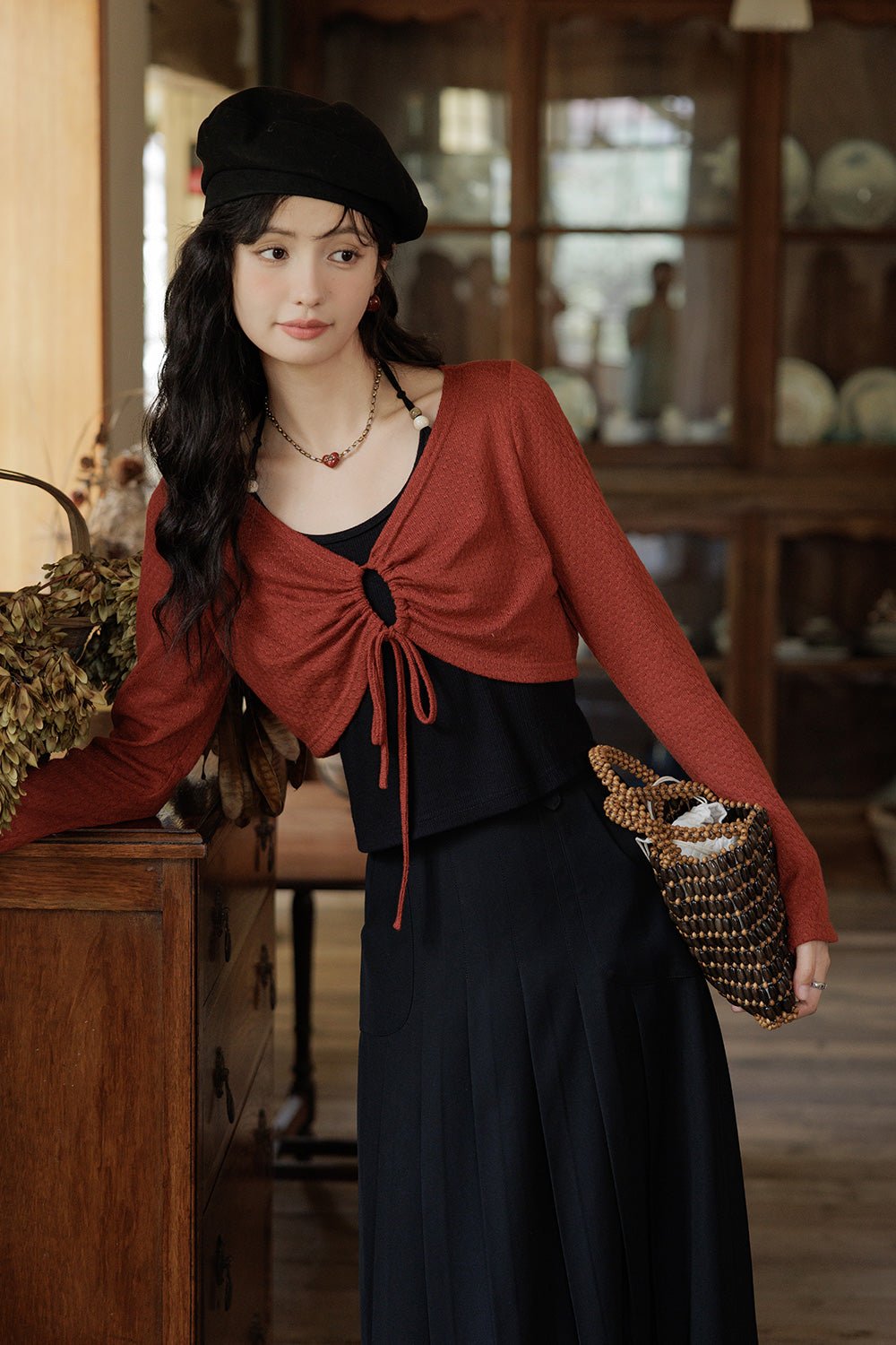 Spaghetti Strap Top and Cardigan Suit Set