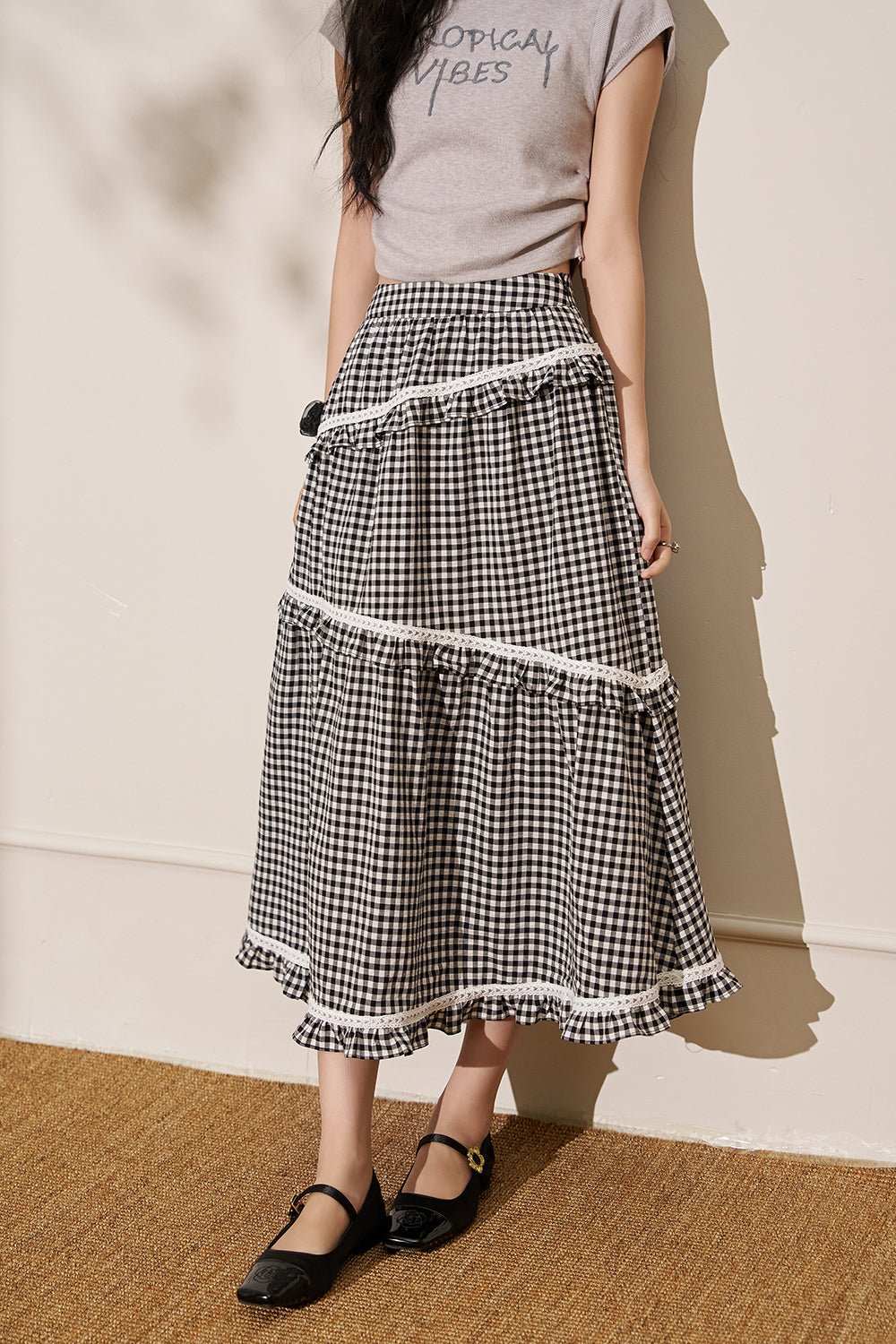 Plaid Maxi Skirt for Women