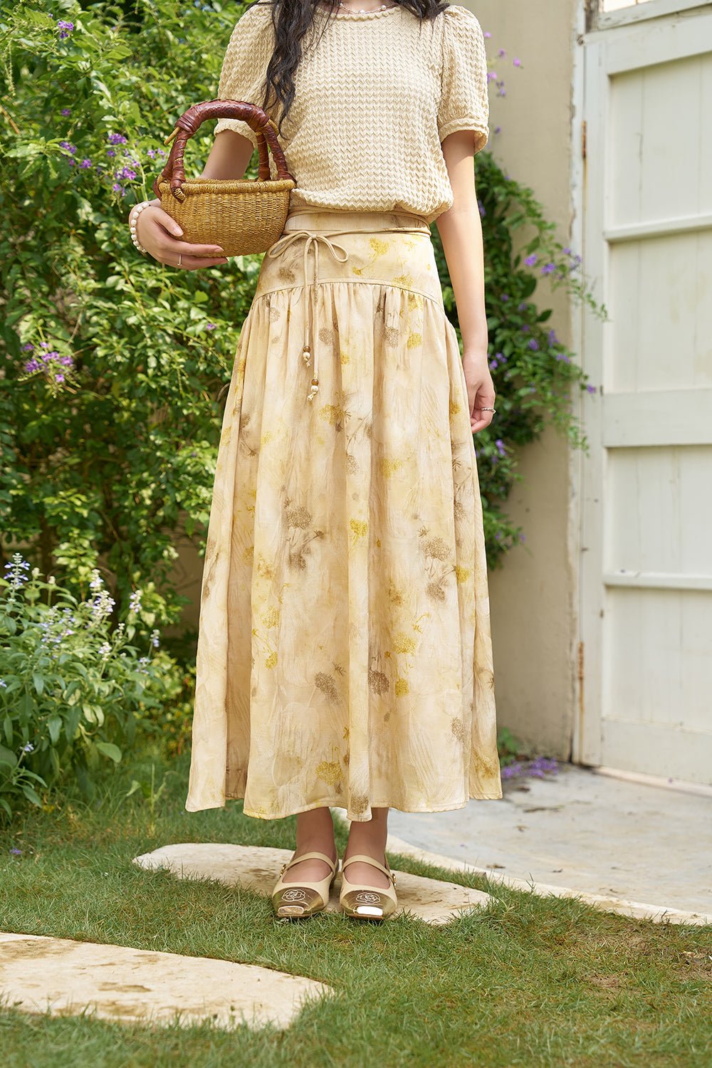 Women's Maxi Yellow Floral Skirt