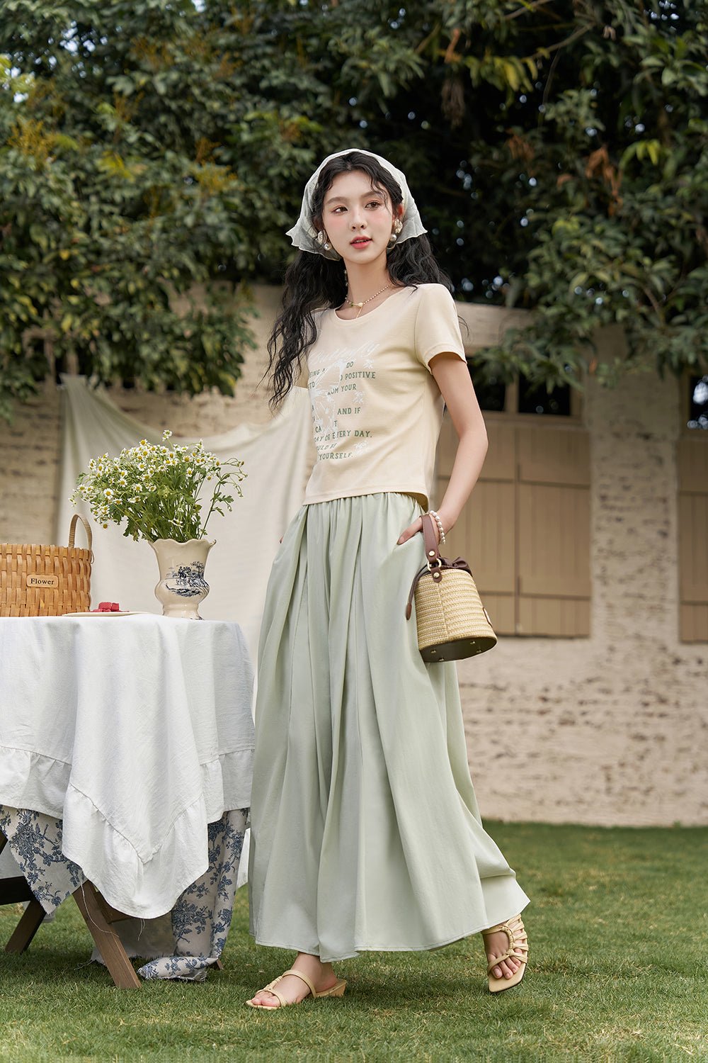 A Line Maxi Skirt for Women - Mishow