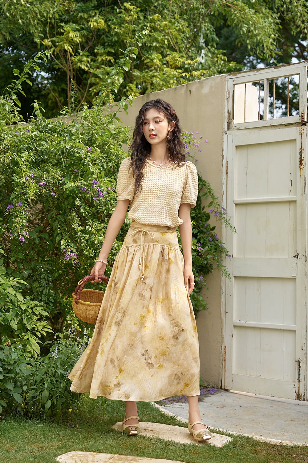 Women's Maxi Yellow Floral Skirt