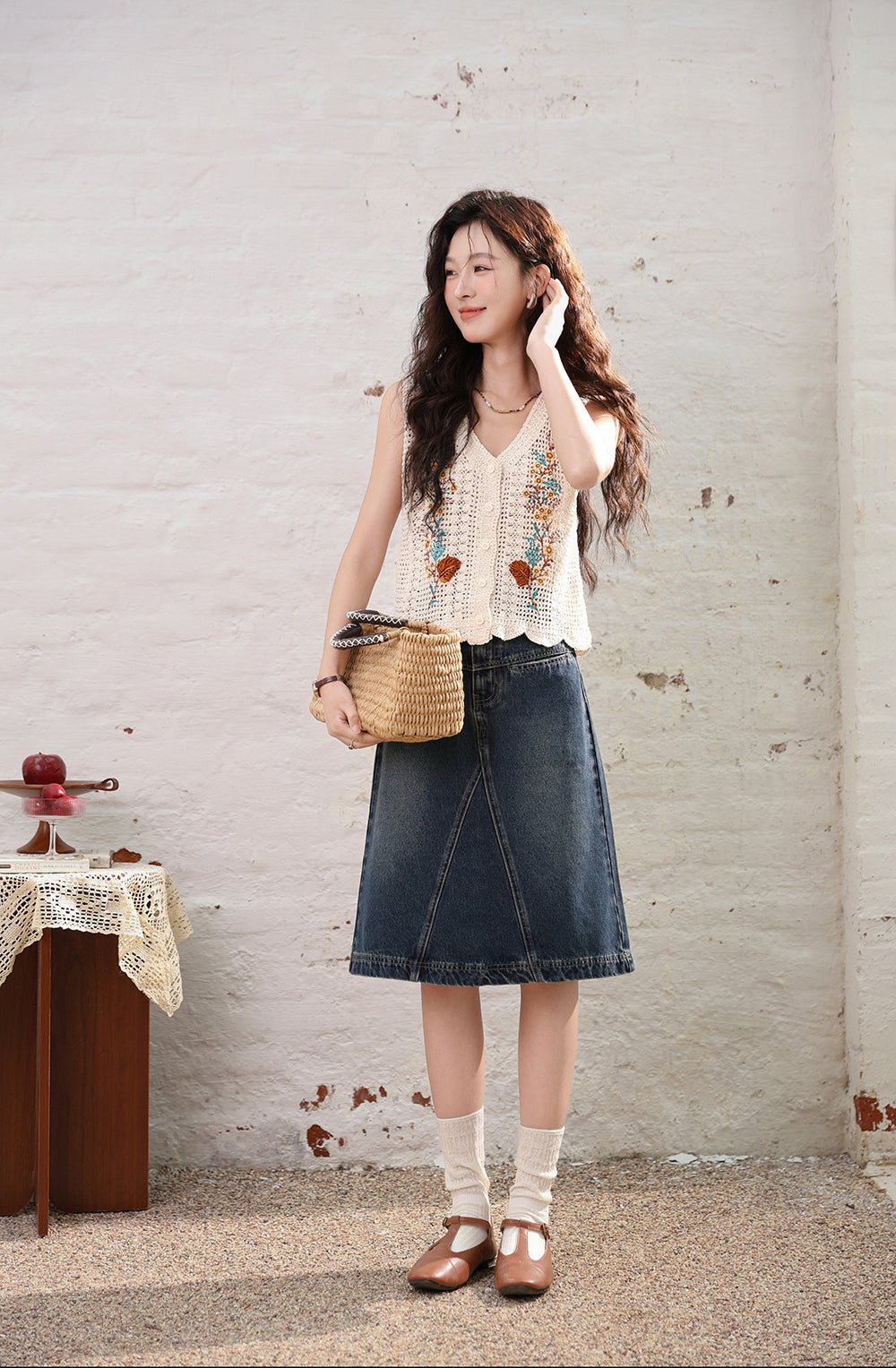 Midi Denim Skirt