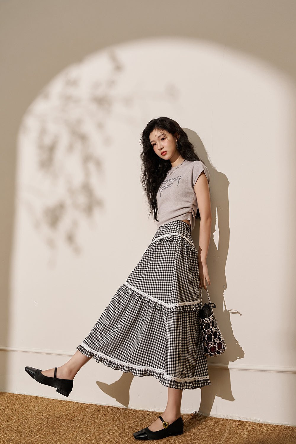 Plaid Maxi Skirt for Women