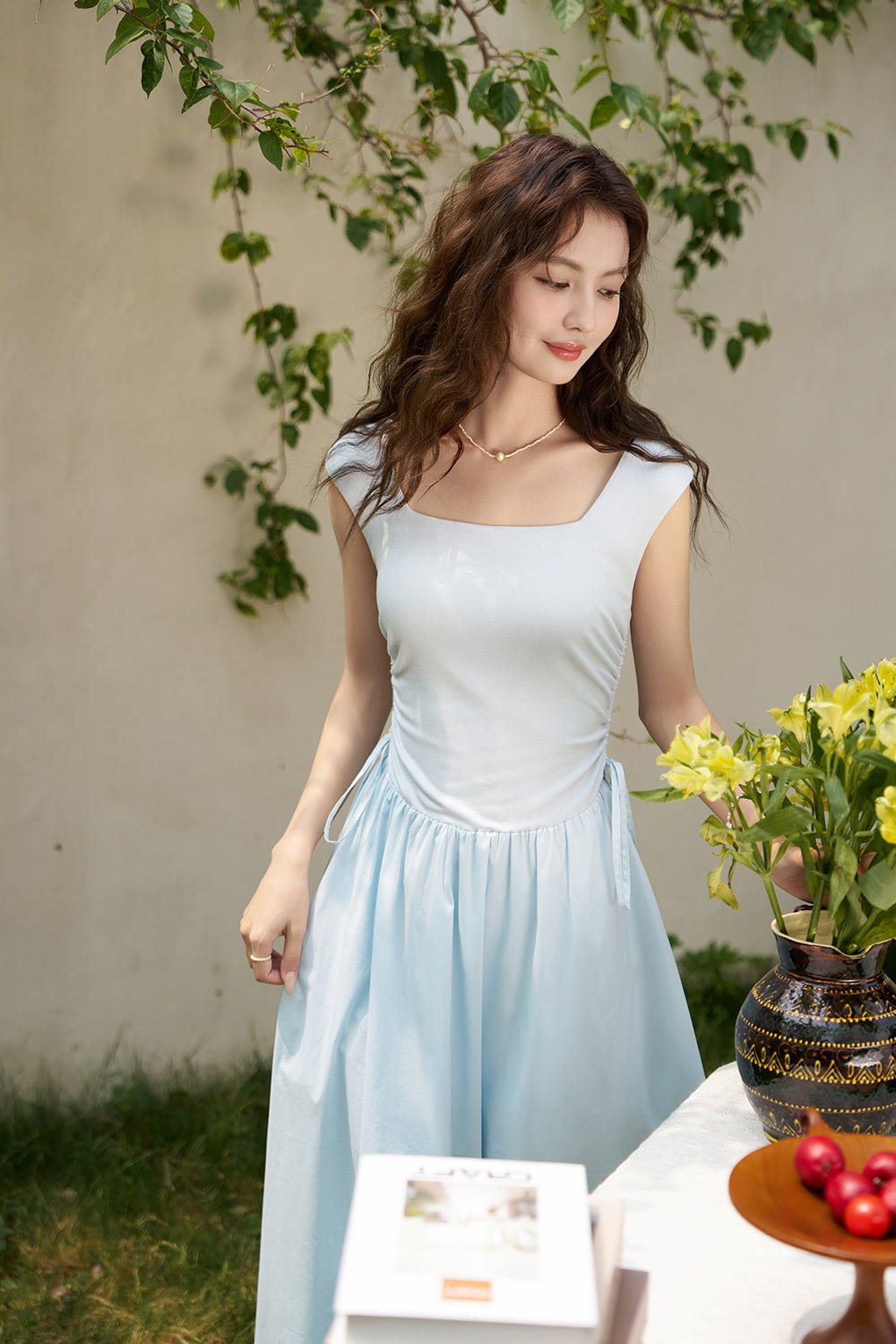 Blue Maxi Spaghetti Strap Dress for Women