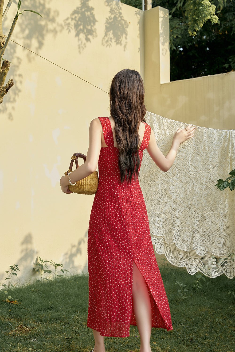 Red Maxi Spaghetti Strap Dress for Women